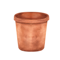 Hand-drawn watercolor illustration. Terracotta flowerpot for planting flowers png