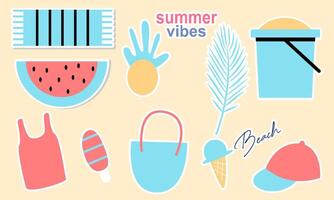 Summer time doodle beach holiday element vector