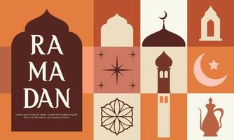 Ramadán kareem islámico saludo tarjeta modelo con Ramadán para fondo de pantalla diseño vector