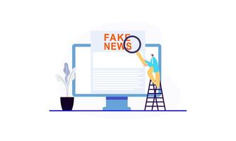 Fake news metaphors. Mass media propaganda. Screen template for mobile smart phone, landing page vector