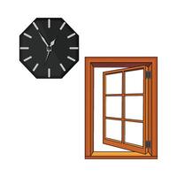 illustration of clock with window vector