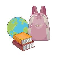 illustration of backpack with book and globe vector