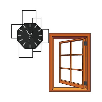 illustration of clock with window