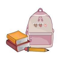 illustration of backpack with book vector