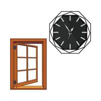 illustration of clock with window vector