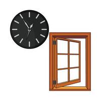 illustration of clock with window vector