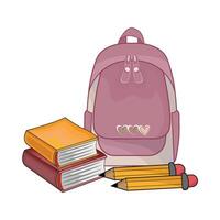 illustration of backpack with book vector