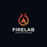 Combination Fire and Laboratory Logo Design vector