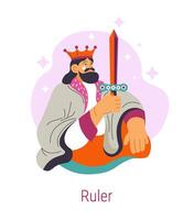 Jungian archetype of Ruler, king wearing crown vector