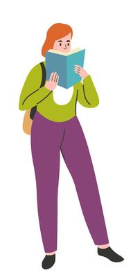 Lady reading book, self education and studying