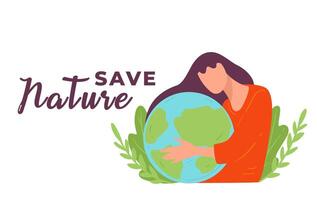 Green planet, protect and save nature banner vector