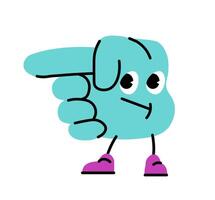 Hand cartoon character gesture, pointing finger vector