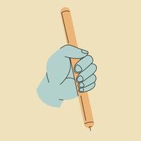 Arm holding pencil with sharp end, painter tool vector
