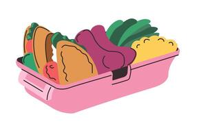 Balanced meal in lunch container, nutritious food vector