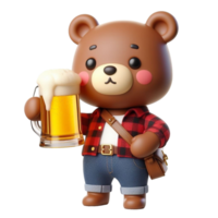 AI generated a cartoon bear holding a beer mug png