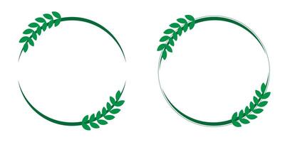 Double Circle Frame With Leaves vector