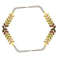 Simple Polygon Frame With Autumn Leaves Vector