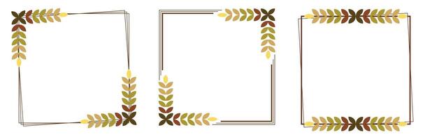 Simple Square Frame With Autumn Leaves Vector