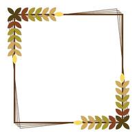 Simple Square Frame With Autumn Leaves Vector