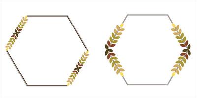 Simple Hexagon Frame With Autumn Leaves Vector