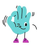 Hand cartoon character showing okay gesture vector