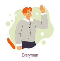 Jungian archetype of everyman, man waving hand vector