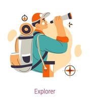 Jungian archetype of Explorer, man on journey vector