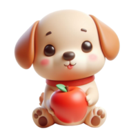 ai gegenereerd hond Holding appel 3d png