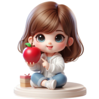 AI generated child holding apple png