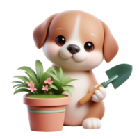 AI generated dog holding a plant png