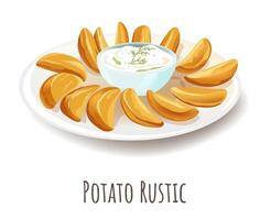 Potato rustic with garlic or tangy yogurt sauce vector