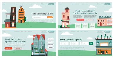 Landing page set for real estate agency service vector