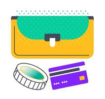 Personal finance and budget, wallet with money vector