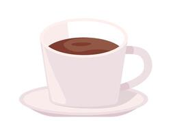 Coffee beverage served in mug with saucer, latte vector