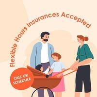 Flexible hours insurances accepted call schedule vector