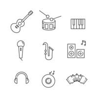 Music icon set bundle in white background. Free vector