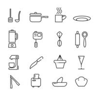 Cooking icon set bundle in white background. Free vector