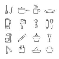 Cooking icon set bundle in white background. Free vector