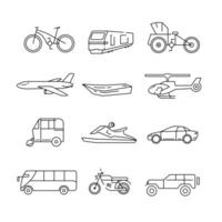 Transportation icon set bundle in white background. Free vector