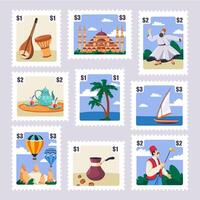 Postmark stamp set with Thailand landmarks vector