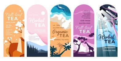 Label design for herbal tea package design set vector