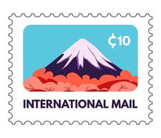 internacional correo, tarjeta postal con montaña fuji vector