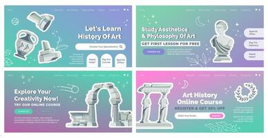 Web banner collection for art history course promo vector