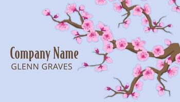 Company name on business card with sakura tree vector