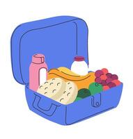 Balanced meal in lunchbox, eating and dieting vector