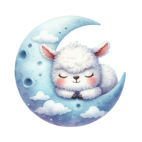 ai generato carino poco asino addormentato su il Luna png