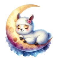 AI generated cute little donkey sleeping on the moon png