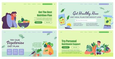 web bandera conjunto para nutricionista Servicio promoción vector