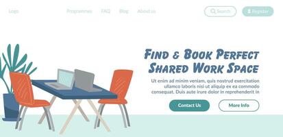 Find and book shared work space, coworking web vector