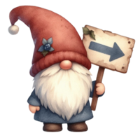 AI generated Gnome Cute holding an arrow sign png